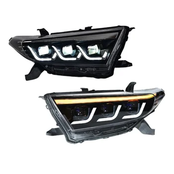 YBJ Car Accessories Headlights For Toyota Highlander 2012-2014 lens daytime running lights flowing turn signals LED Head Light