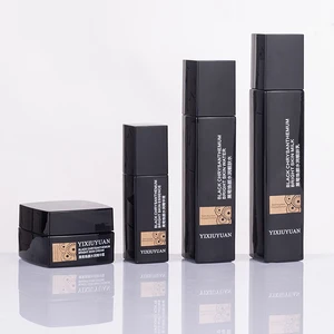 Honghua Wholesale Luxury Black square Cream Jar Glass Pump Bottles Glass Empty Cosmetics Body Lotion Container Bottles with Pump