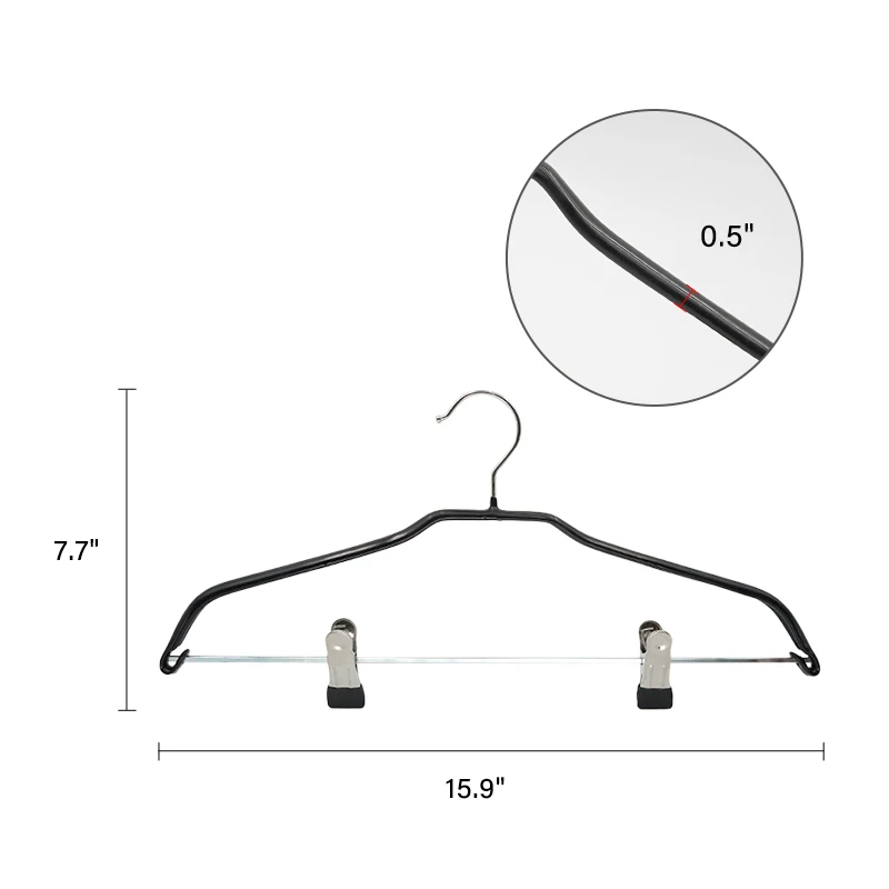 Wholesale Black Clothes Hangers Suit Hanger Non Slip Pvc Metal Clothes Hangers With Clip Buy