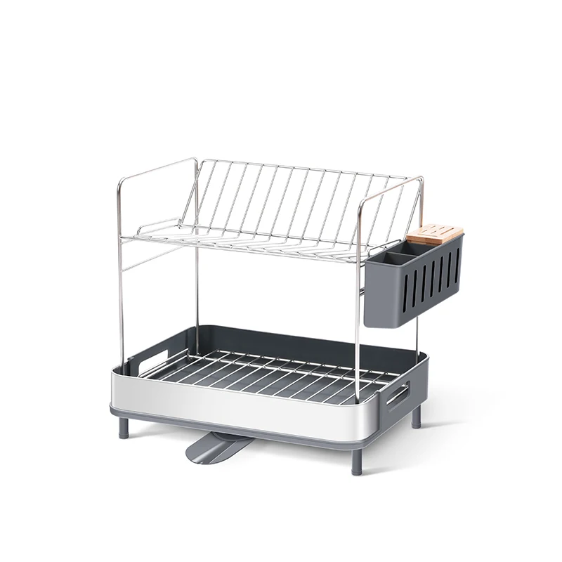 WIREKING Kitchen Storage 2 Tier 304 Stainless Steel Dish Drainer Rack Utensils Holder Over the Sink Dish Drying Rack