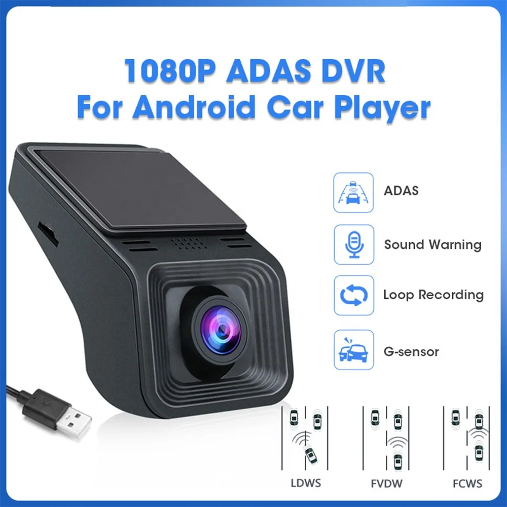JYT Car Black Box USB Dash Cam Single Lens Dash Cam ADAS Wide Angle Night Vision HD 1080P DVR for Car Android Navigation DVR