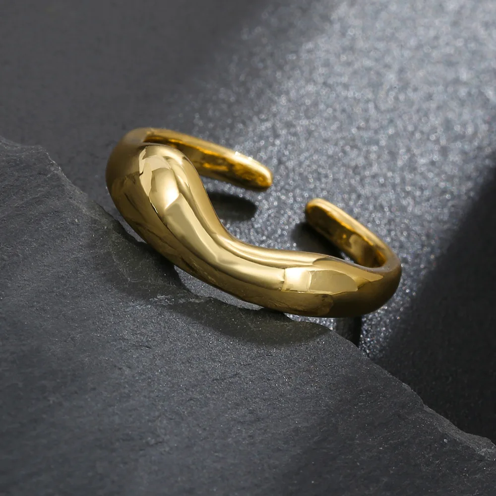 Hot Sale Real Gold Plated Double Rings Copper Plated 18K Gold Ring for Couple
