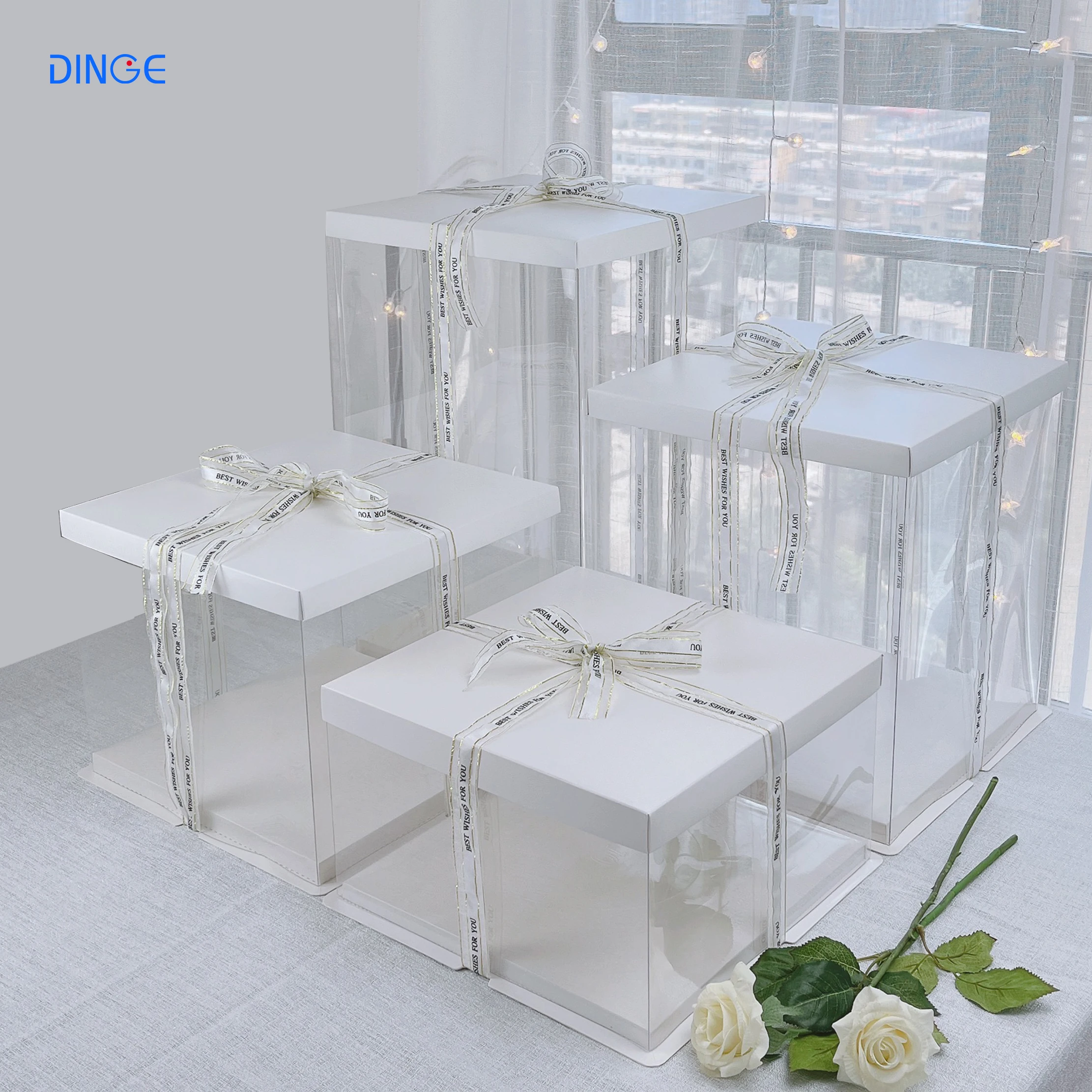Cake Box Transparent Clear Tall Wedding Plastic Box Custom Wholesale