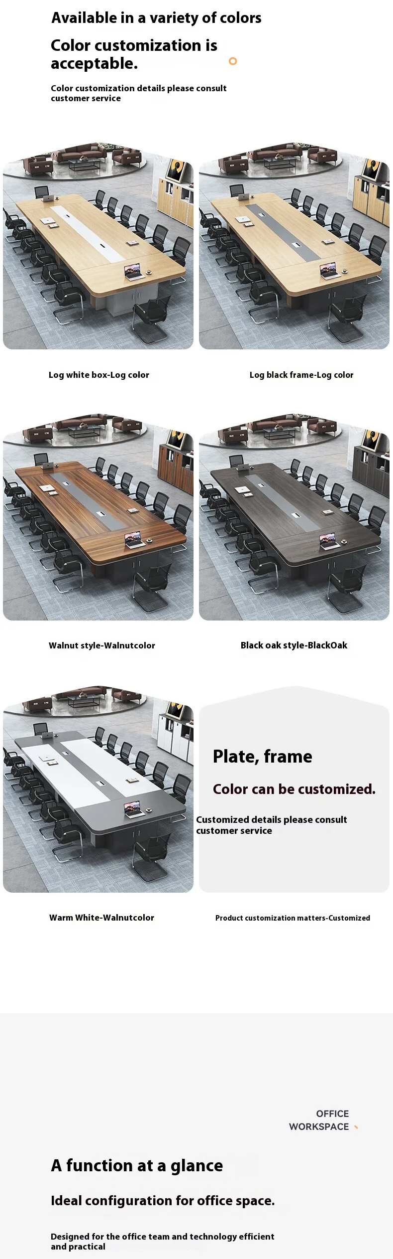 Modern Office Furniture Wood Panel Desk Set & Conference Room Boardroom Meeting Table with Chairs