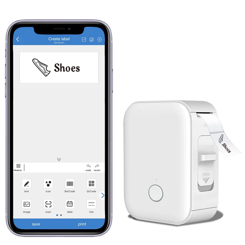 VSON NEW Pocket Wireless Label Printer Barcode Printer Palm Sized Mini Portable Thermal Label Printer Thermal Printing