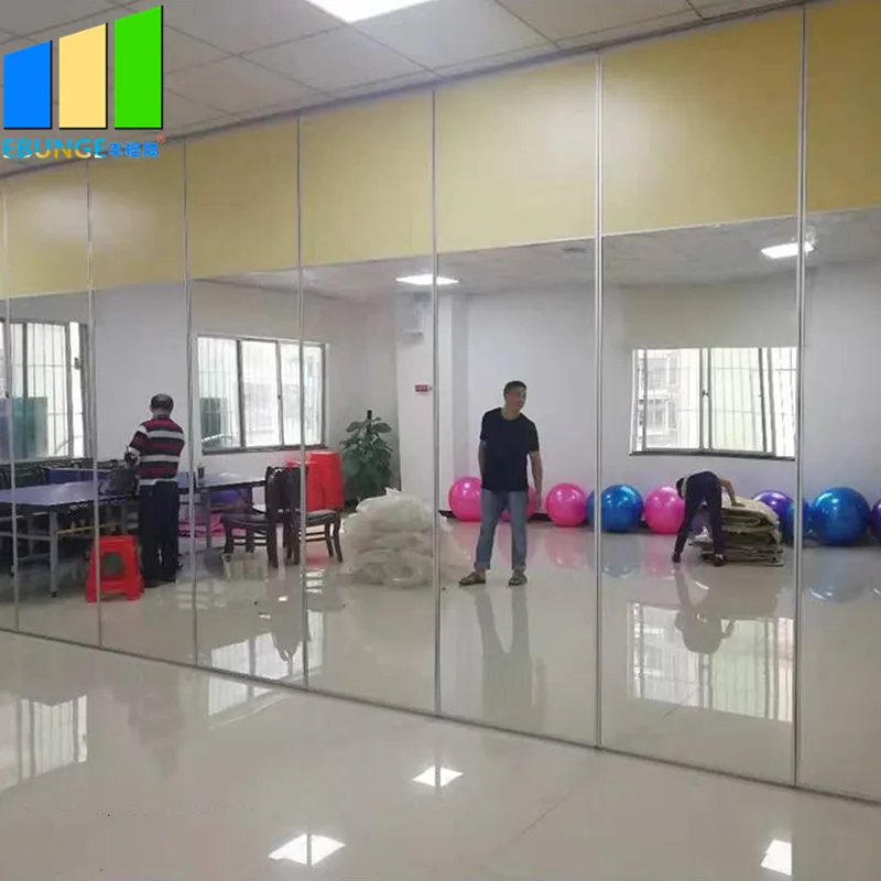 Art Gallery Office Application Flexible MDF Mirror Movable Partition Walls Sliding Folding Wall Partitions
