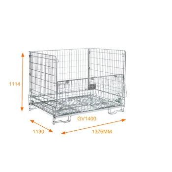 1376x1130xH1114mm Foldable Warehouse Lockable Stackable  Metal  Cage Wire Mesh Container Cargo & Storage Equipment