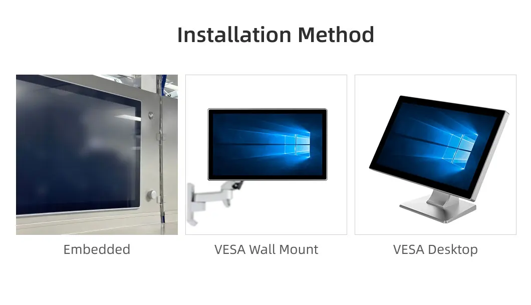 Embedded Display 15.6/18.5/19/21.5 Inch Lcd HMI Monitor for Industrial With VESA Pure Plane Capacitive Resistive Touch Screen