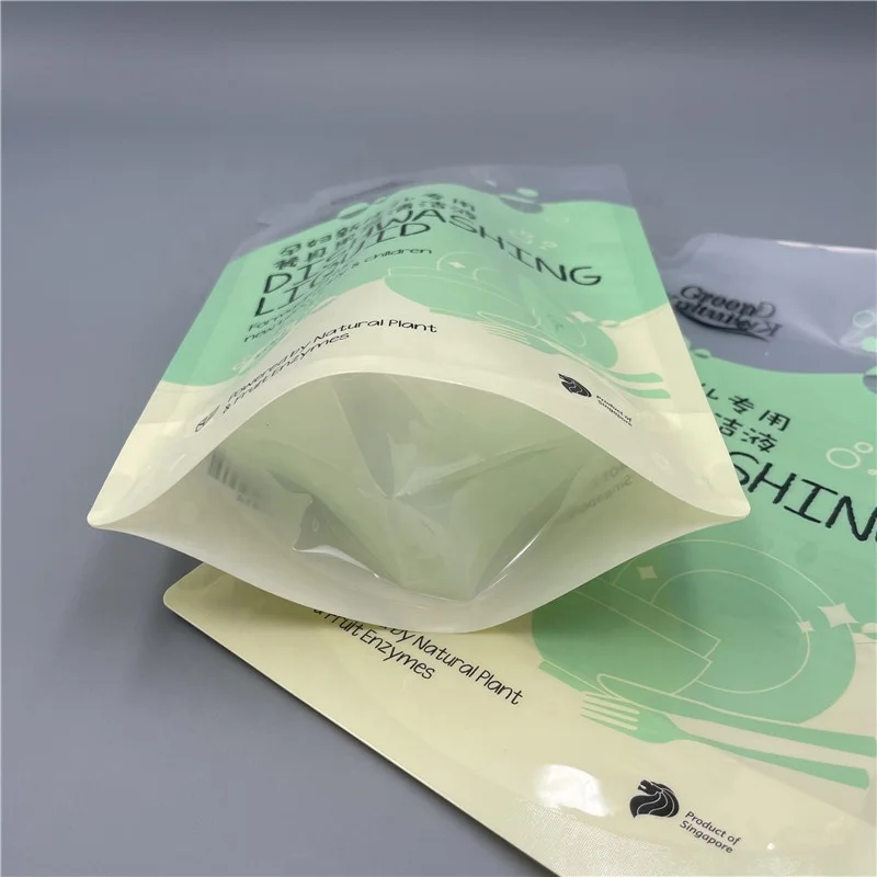 Printing Logo Less Plastic Stand up Spout Pouch 500ml Dishwashing Soap Refill Pouches 16.9 Fl. oz Eco-friendly Refill Pouch