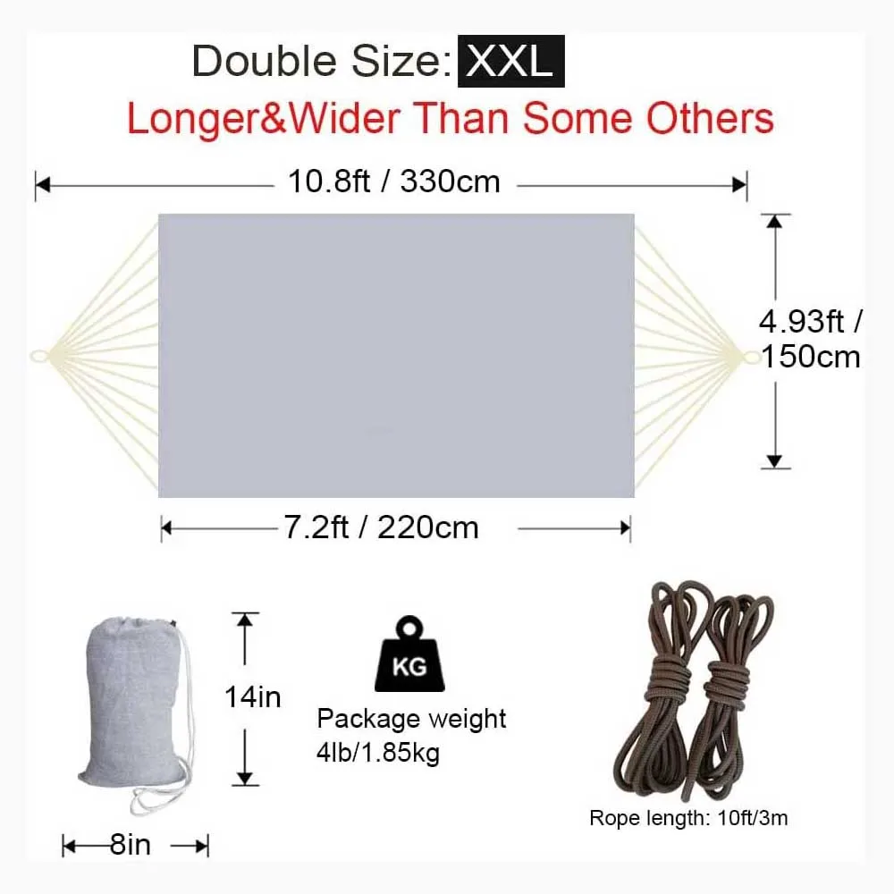 Double Camping Hammock 2 Person Load Capacity Canvas Cotton Hammock For