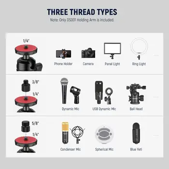 NEEWER DS001 Tabletop Overhead Camera Mount Arm 11.8"-20"/30-51cm Telescopic Extension Arm for Desk Stand with Ball Head Mount product image