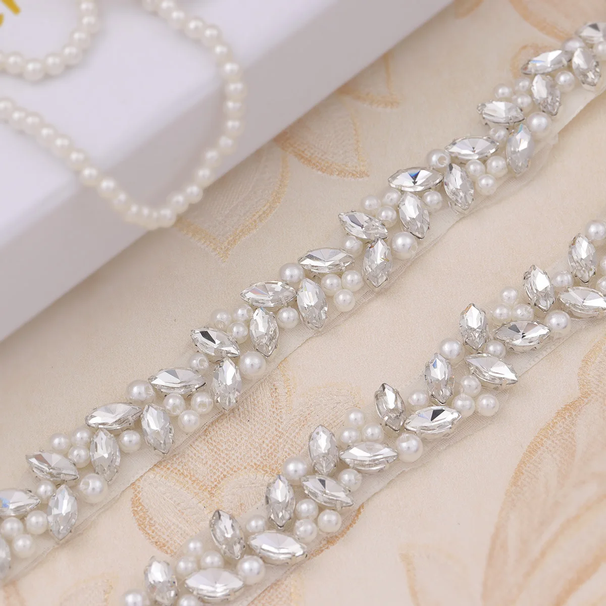 Wholesale Wholesale Rose Gold Crystal Pearl Beaded Bridal Sash Rhinestone  Ribbon Waist Wedding Belts From m.