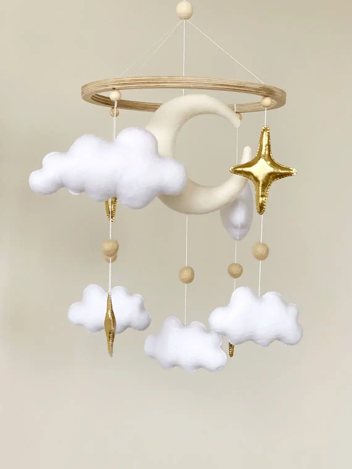 Nordic Пользовательские Декоративные baby shower подарок музыкальный Войлок мальчик девочка золотой звезды и луна облака детская кроватка Мобильная ясли