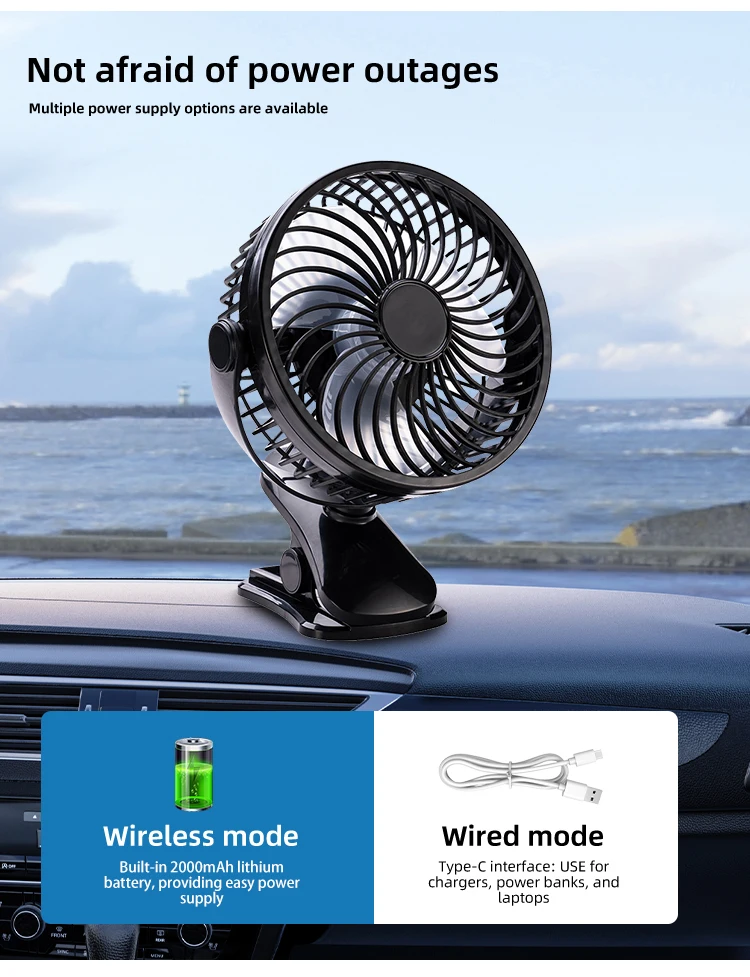 Usb Mini Clip Fan, Plastic, 4000mAh, Portable - detail 10