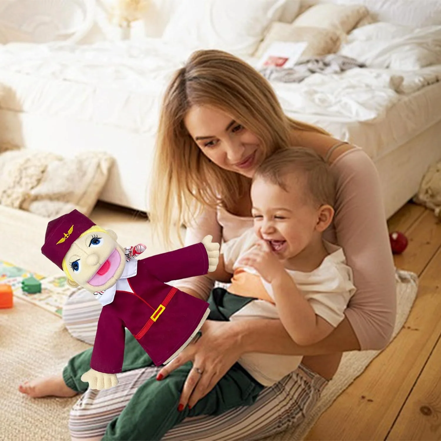 Custom Soft Fireman Police Character Hand Socks Puppet Plush Baby Education Hand Puppets Toys for Kids