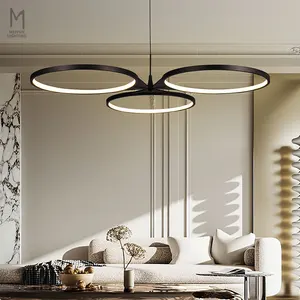 Simple Indoor Decorative Matte Black New Design Hanging LED Pendant Lights Modern Style Chandeliers