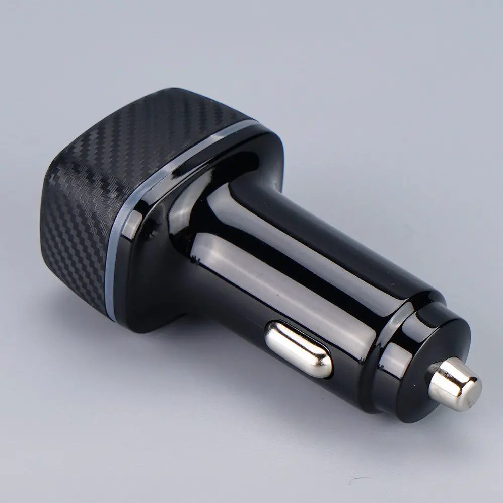  1 USB-A + 1 USB Type-C Black Square Car charger DC12V-24V 4062
