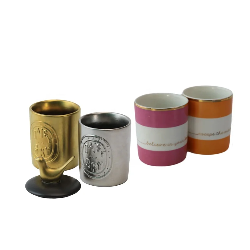 Oem Custom Printed Various Designs Ceramic Candle Containers With Lids Unique Candle Vessels Nordic Candle Jar Diffuser Jar supplier