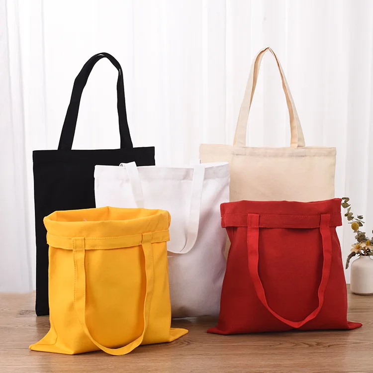 Advertising Cotton Canvas Tote Bags with Color Handle