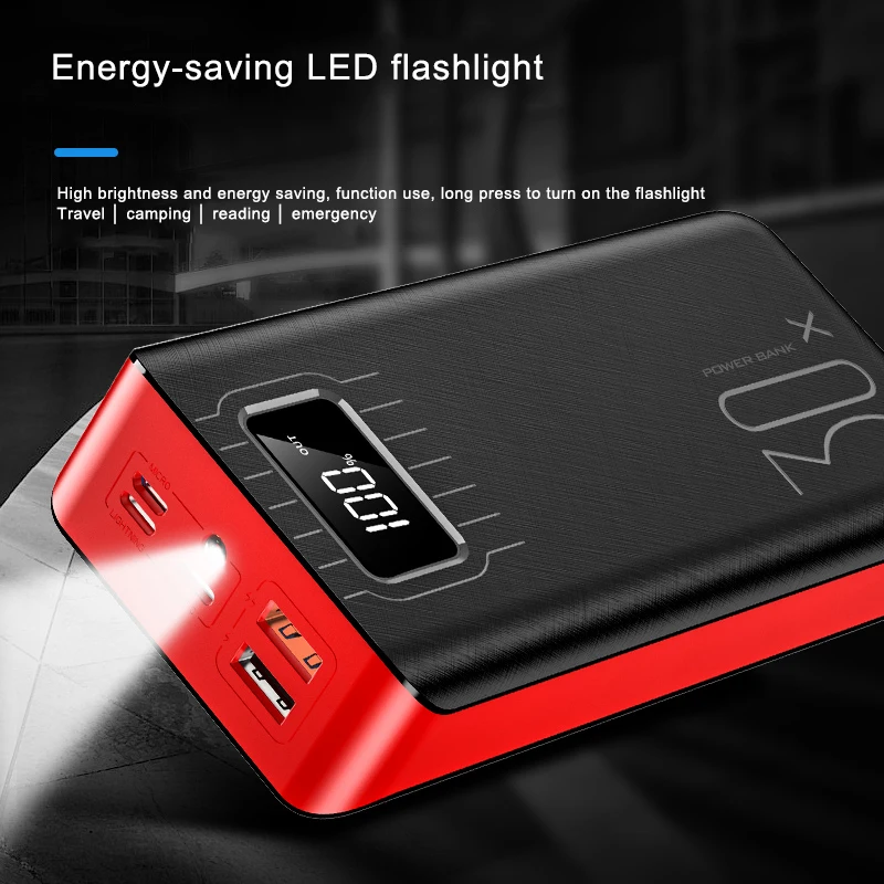 30000mAh Power Bank External Battery Pack LCD Screen Display Portable Dual USB Ports Phone Charger for SmartPhone