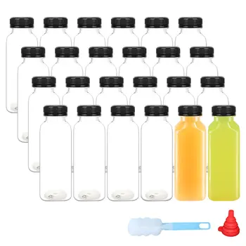 10 Pcs 4 Oz Plastic Juice Bottles with Lids  Empty Clear Containers for Juice Milk and Other Beverage
