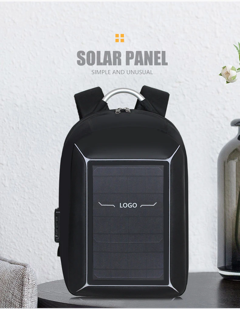 15.6 Inch Solar Panel Backpack - USB, Anti-Theft, Waterproof