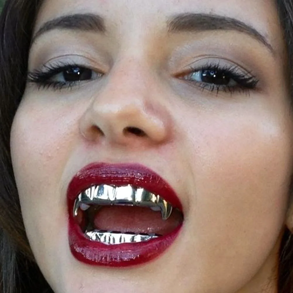 Men Women Body Jewelry Iced Out Hip Hop Top Bottom Teeth Grillz Gold Silver  Color False Teeth Bump Lattice Dental Grills Set, image size:1001x1001