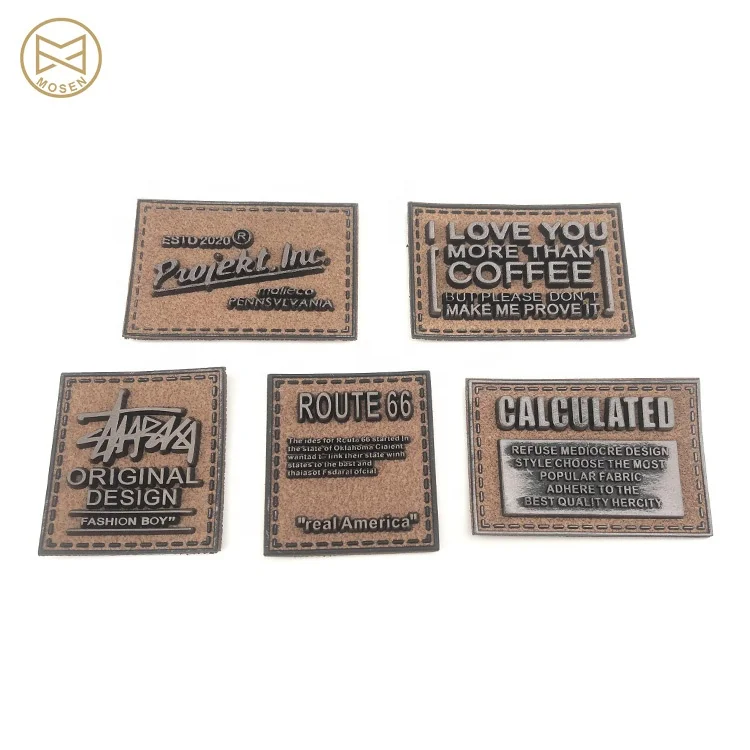 Embossed Clothing Label Custom Embossed Logo Genuine Leather Patches for Jeans