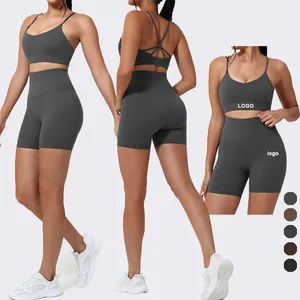 2-Piece Gym Clothes Breathable Workout Sets for Women Yoga Fitness High Support Women Sports Bra Gym Shorts Activewear Gym Set