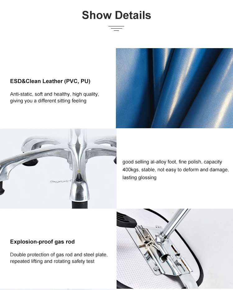ESD Anti-Static PU Swivel Chair with Footrest for Lab, Cleanroom & Office Use manufacture