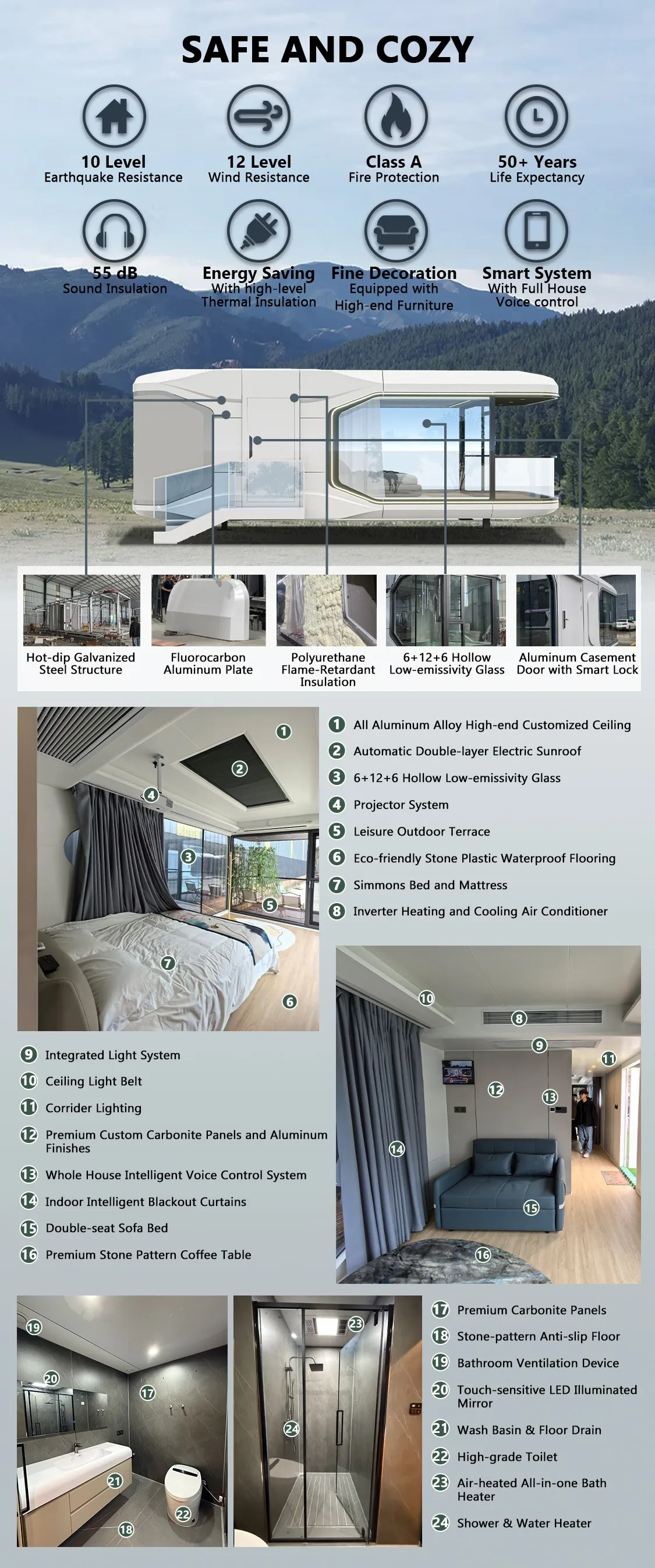 Transparent Design Space Capsule House for Hotel Cultural Tourism Accommodation Projects Villa and Office Building supplier