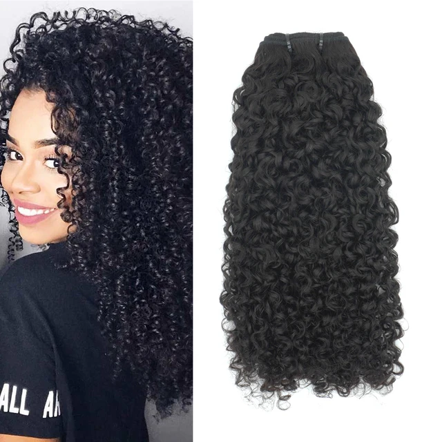 KAMA Natural Remy Hair Extension Raw Indian Hair Kinky Curl Wavy Single Weft Bundles