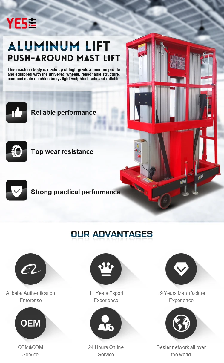 Mobile Aluminum Mast Man Operated Lift Elevator - Buy Aluminum Lift man ...