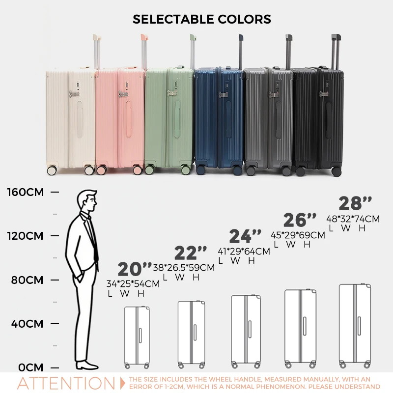 20 Inch Sturdy Durable Telescopic Handle PC Luggage High Appearance Level Silent Password Suitcase High Quality Zipper Closure