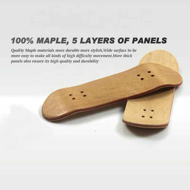 BIGH Professional Fingerboard in Natural Maple Wood - Finger Skateboard - Small Finger Skate - Colour: Fire