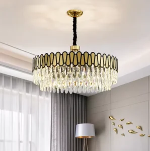 Zeal Lighting Decorative Rustic Gold Fixtures Pendant Lights Led Ceiling Modern K9 Crystal Chandeliers