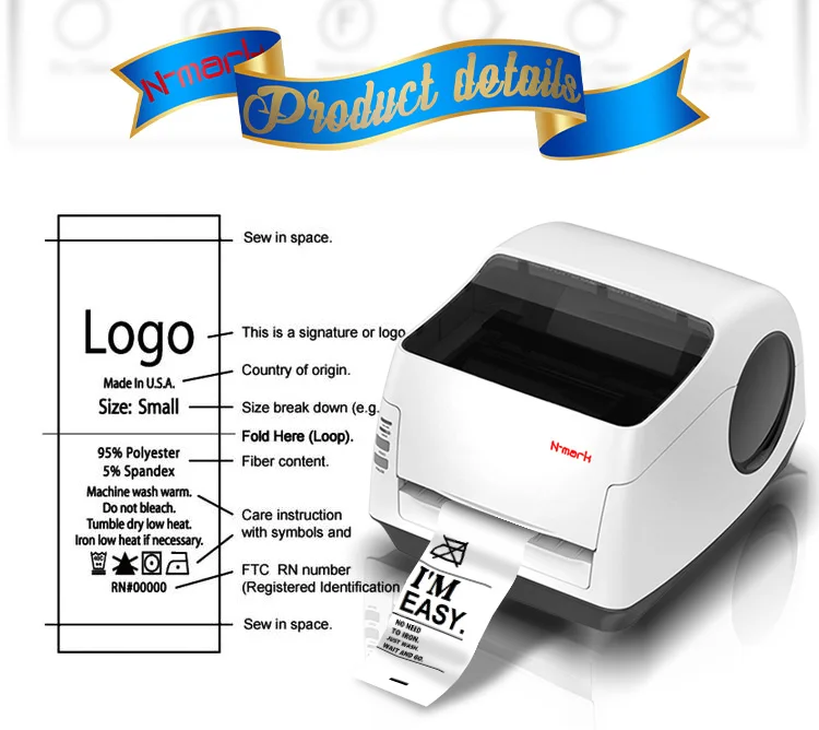 N-mark China Black and Red Cloth Label Printing Machine