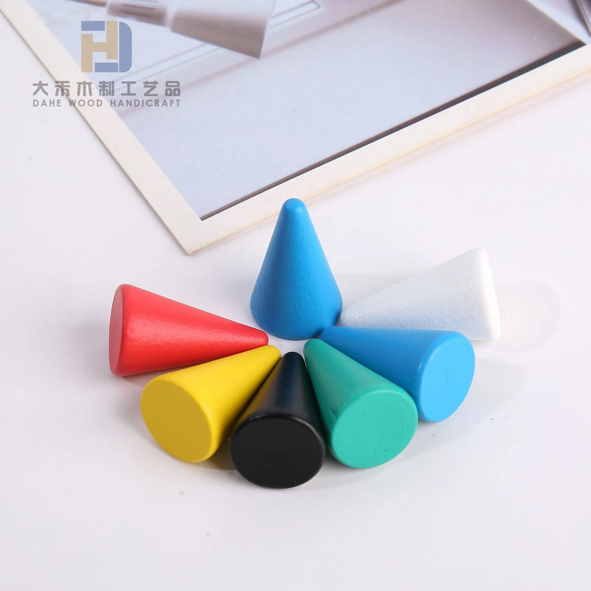 Multi-color Wooden Cone Meeple Custom Wood Conical Pawns Chess Pawn Pieces for Board Game Playing Parts Tokens