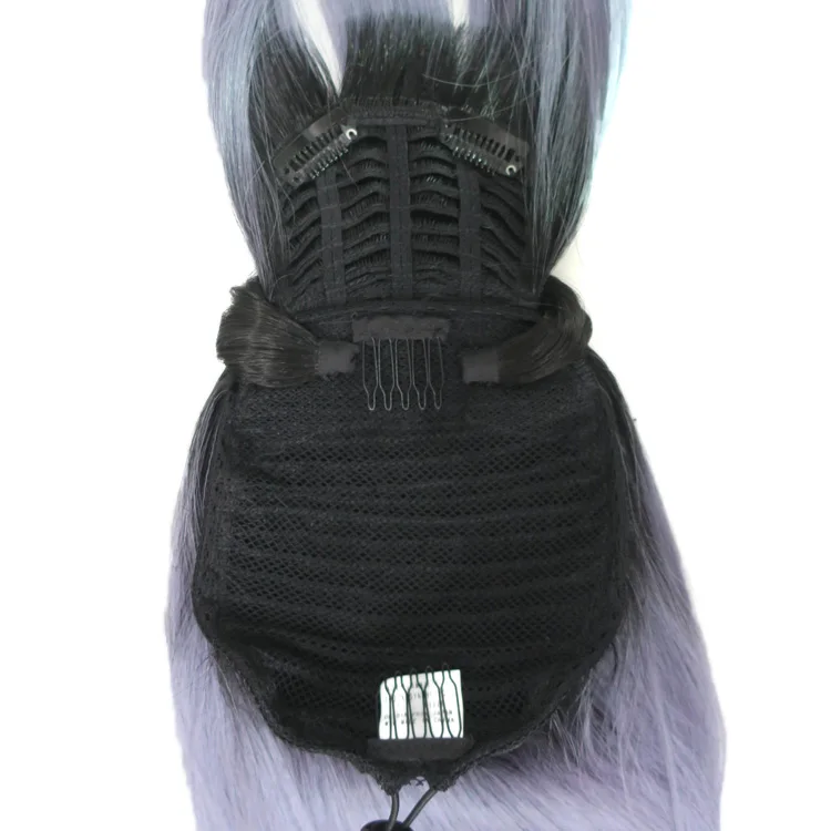 Новинка, Синтетические прямые волосы для наращивания, хвост на шнурке с бахромой челки, шелковистый конский хвост, шелковистые прямые волосы для наращивания