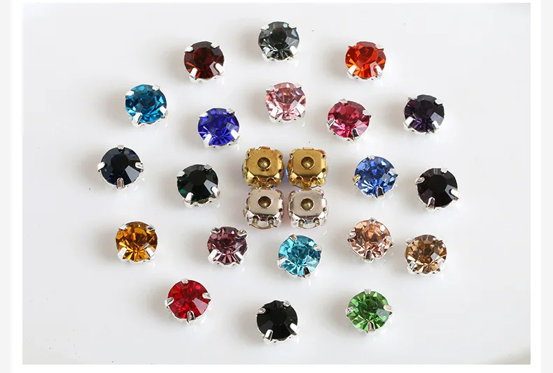 Handmade Glass Sew On Rhinestones Sew On Crystal Rhinestones With Metal