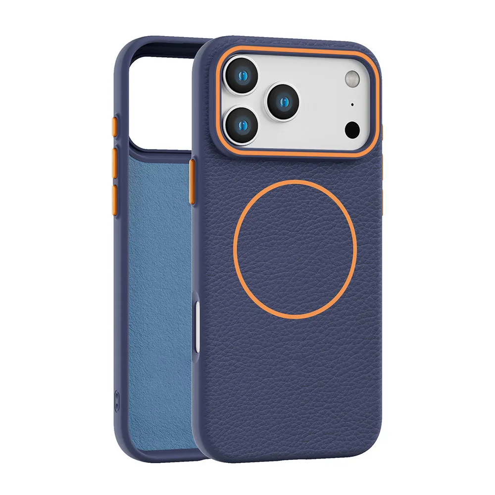 product laudtec litchi grain phone case pure colour cover tpu cases shockproof back luxury customized for i 17 air 16 pro max sjk1069-4