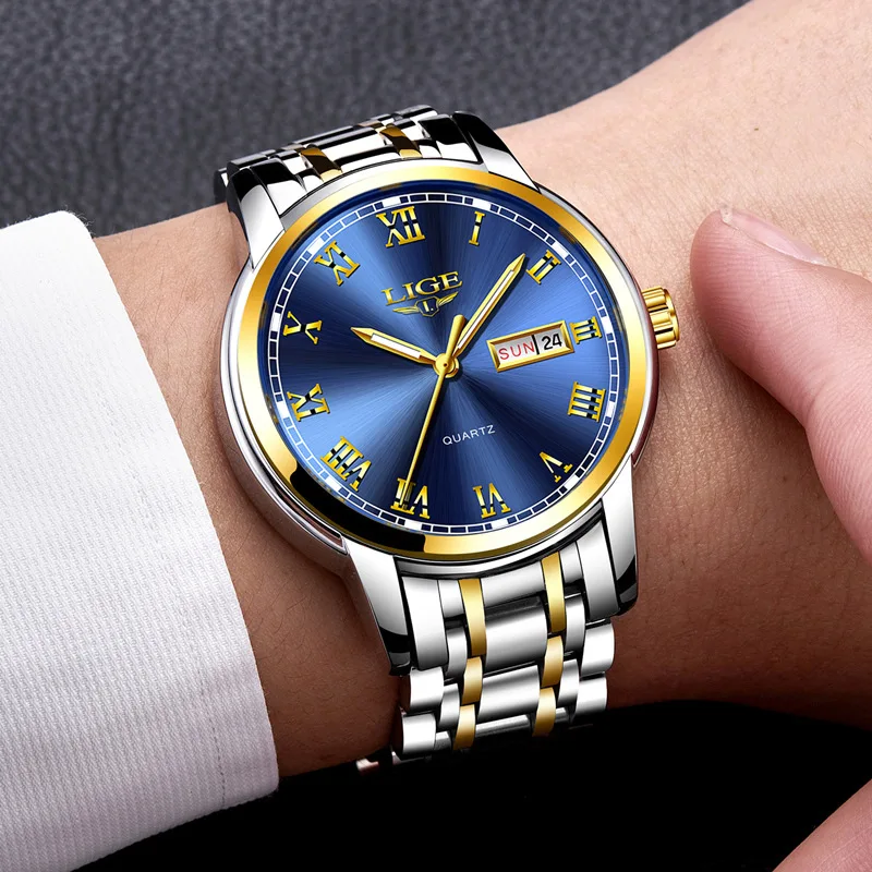 LIGE 9846 Luxury Men's Diver Watch - Waterproof Quartz Wristwatch