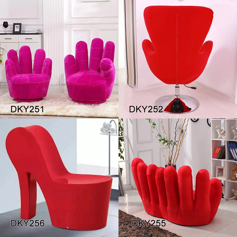 Swivel Hand Shaped Chair Soft Hand Chair Pink Plastic Hand Shaped