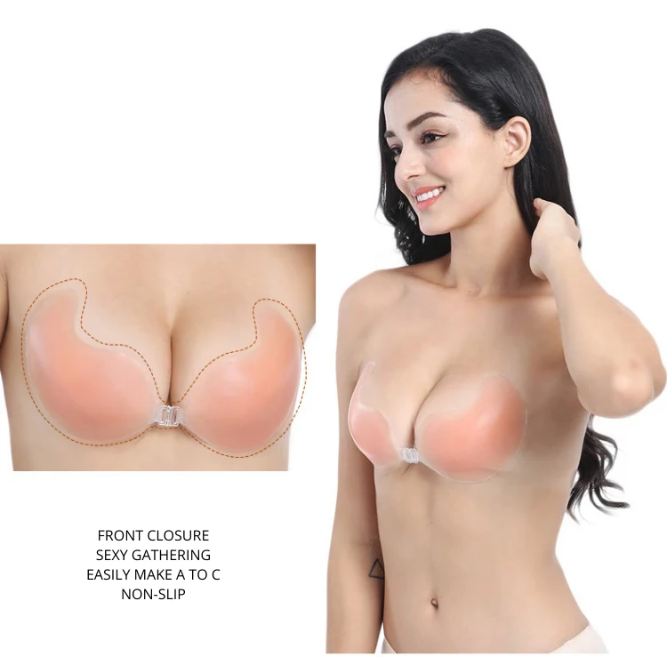 Push Up Strapless Open Back Silicone Sticky Invisible Bra For Women Sexy Custom Logo Seamless