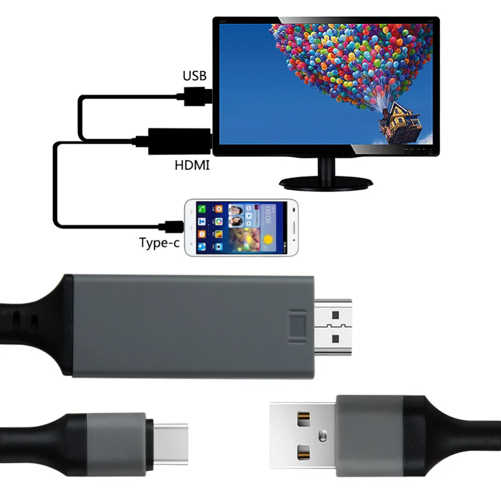 Factory Price 2M Phone to HDMI Cable Type C to HDMI Cable 4K with USB  Charging Cable for Smart Phone Android Devices to TV