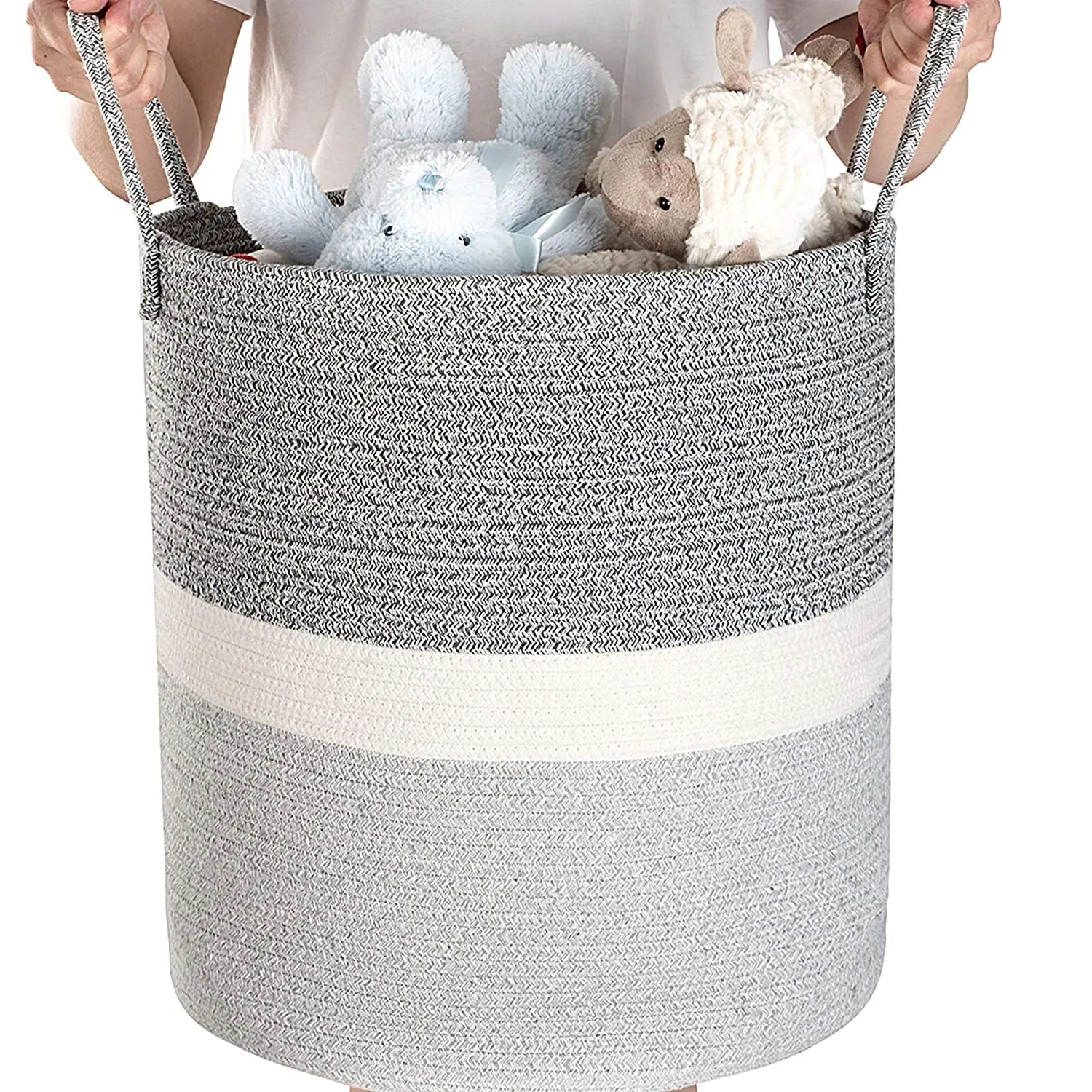 Qjmax Large Woven Storage Basket For Living Room Blanket Laundry Decorative Cotton Rope Basket Buy Cotton Rope Storage Basket Toys Storage Basket Rope Basket Product On Alibaba Com