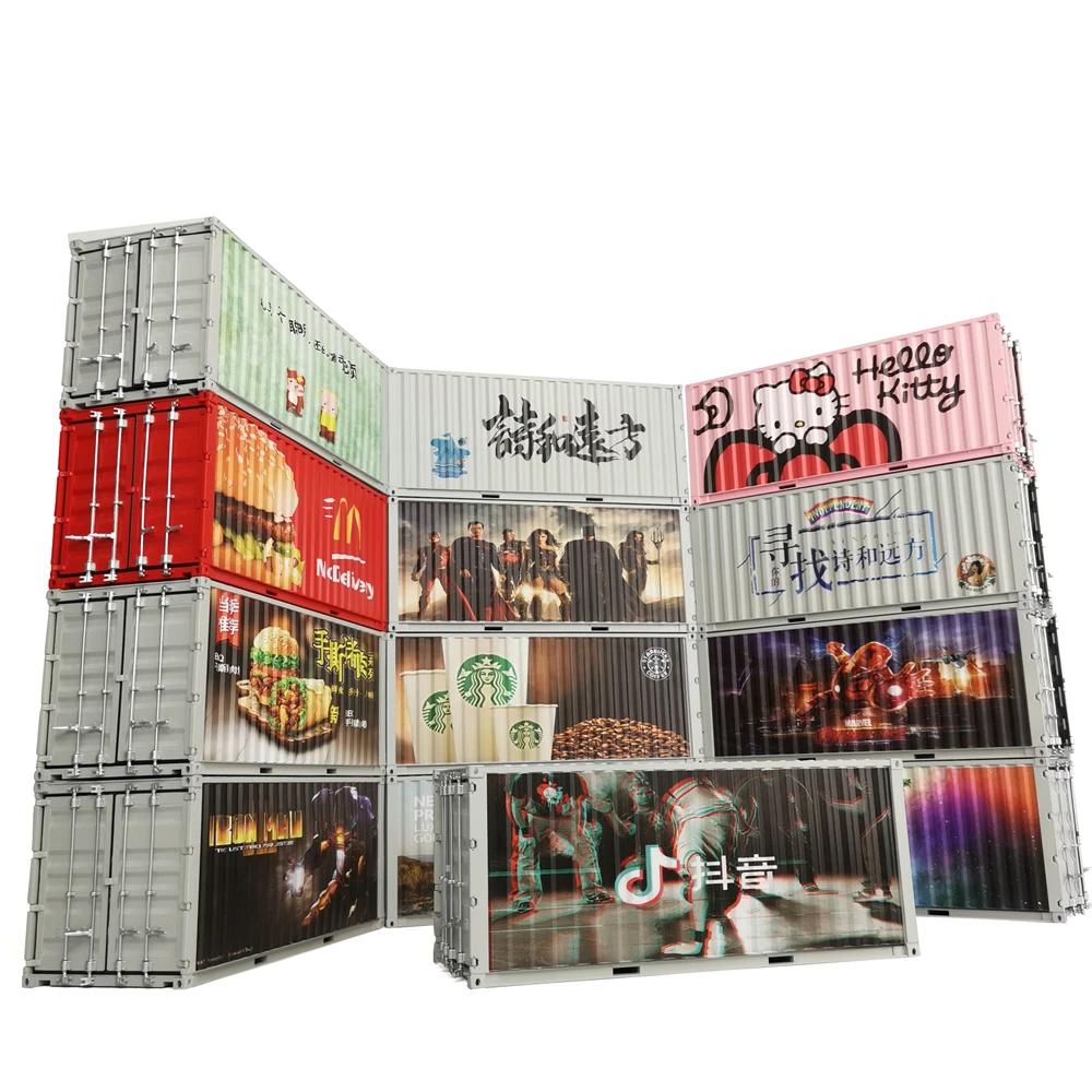 【A】30cm 1:20 Movie theme Graffiti container model gifts container scale model O.A.S ship model