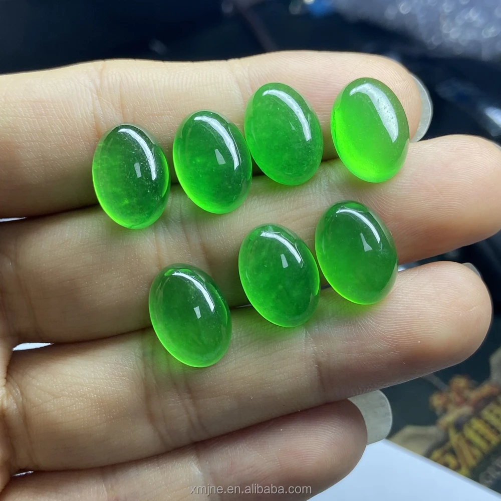 Hq Gems Myanmar Natural Green Jade Jadeite Loose Gemstone Flatback