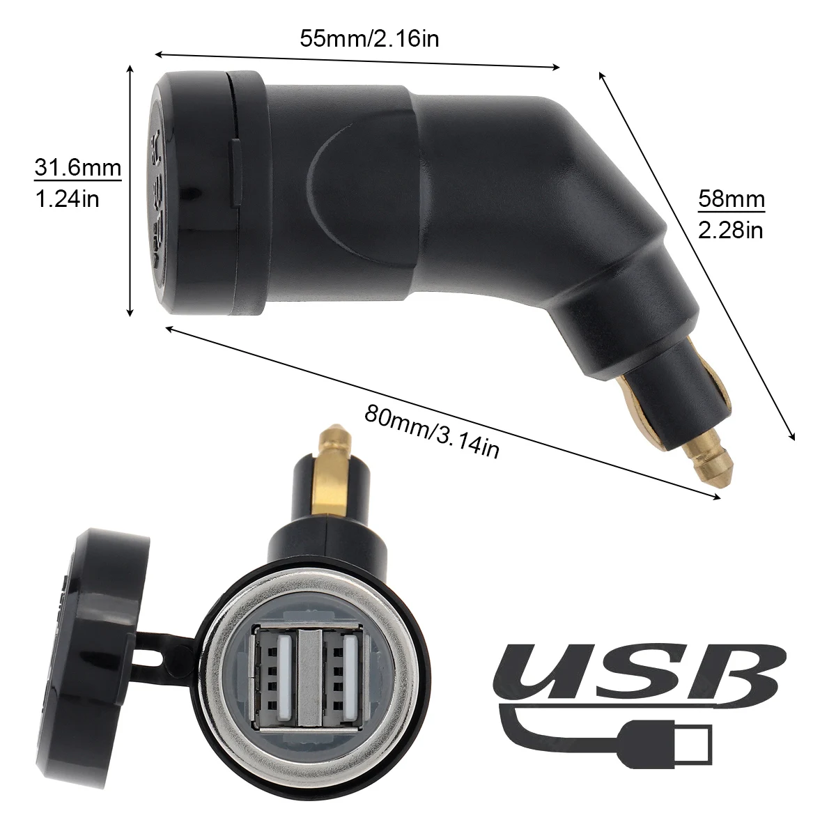 Motorcycle Dual USB Charger Power Adapter Cigarette Lighter Socket for BMW R1250GS F850GS F800GS F650GS F700GS R1200GS R1200RT