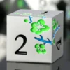 Bianco con fiore blu e verde